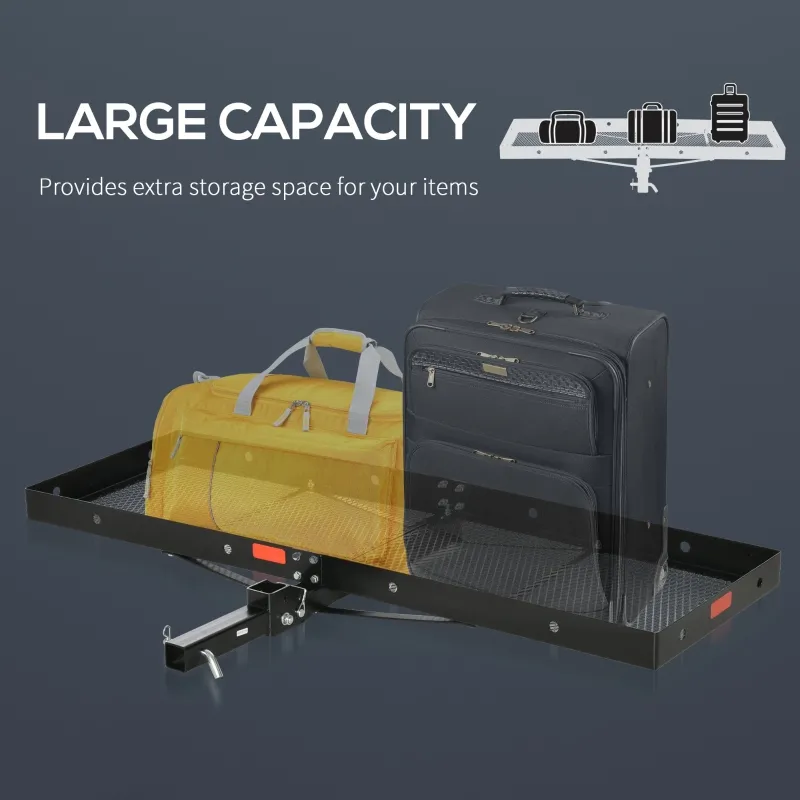 Aosom Hitch Mount Cargo Carrier, 59''x19''x5'' Folding Luggage Basket with 350 lbs Capacity Fits 2'' Receiver for Car SUV