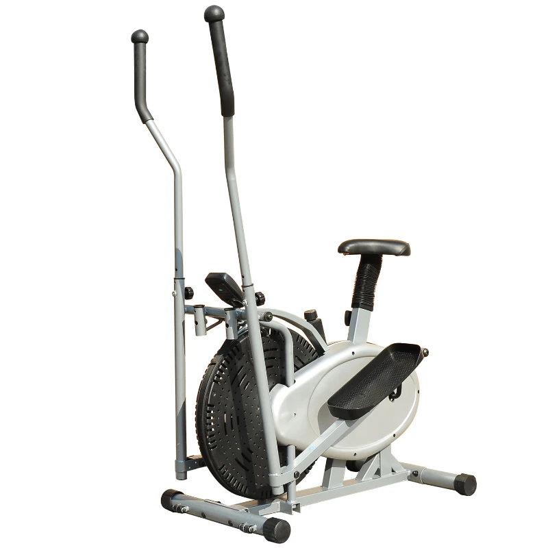 Soozier 2 in 1 Cardio Fitness Elliptical Fan Bike Trainer w/ LCD Display