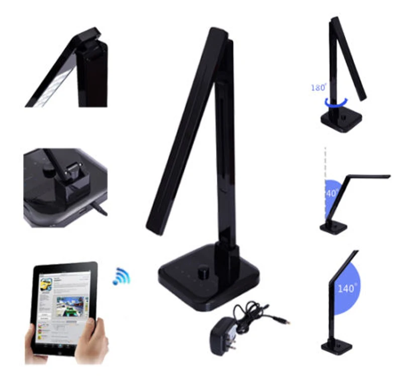 HomCom Deluxe LED Desk Lamp w/ Bluetooth Speaker & FM Radio - Black