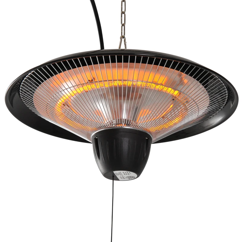 Outsunny 1500W Patio Gazebo Ceiling Mounted Patio Heater String Control with Light - Black