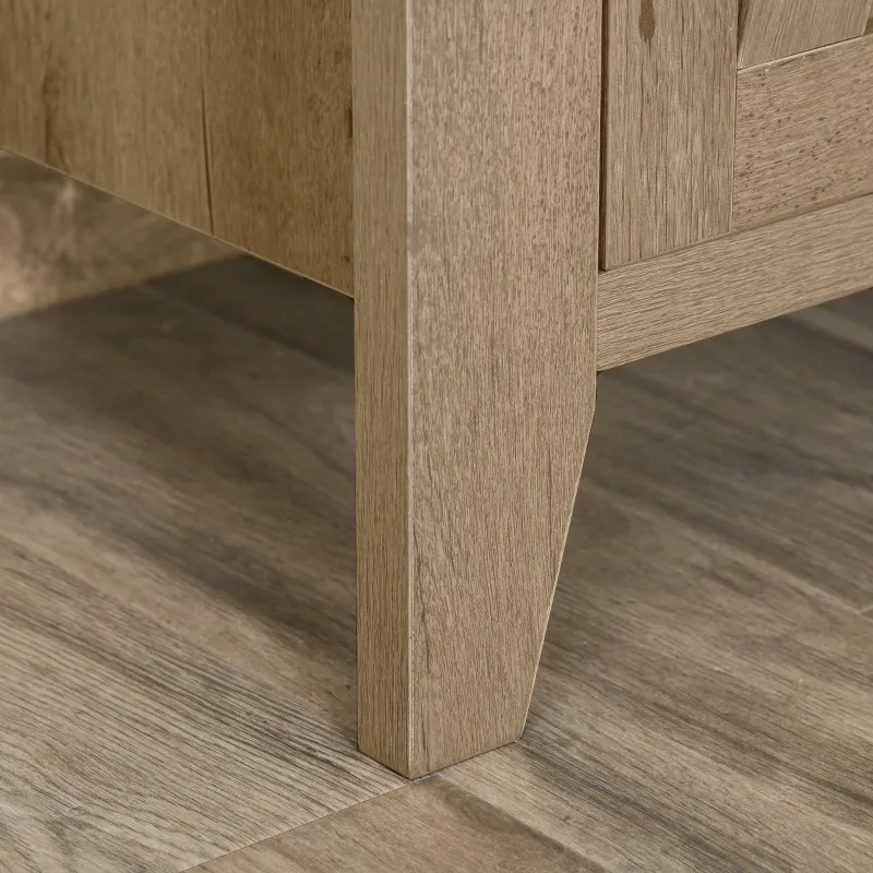 HOMCOM Rustic Farmhouse Sideboard, Accent Buffet Cabinet with Double Barn Doors and Fixed Shelf, Oak Finish