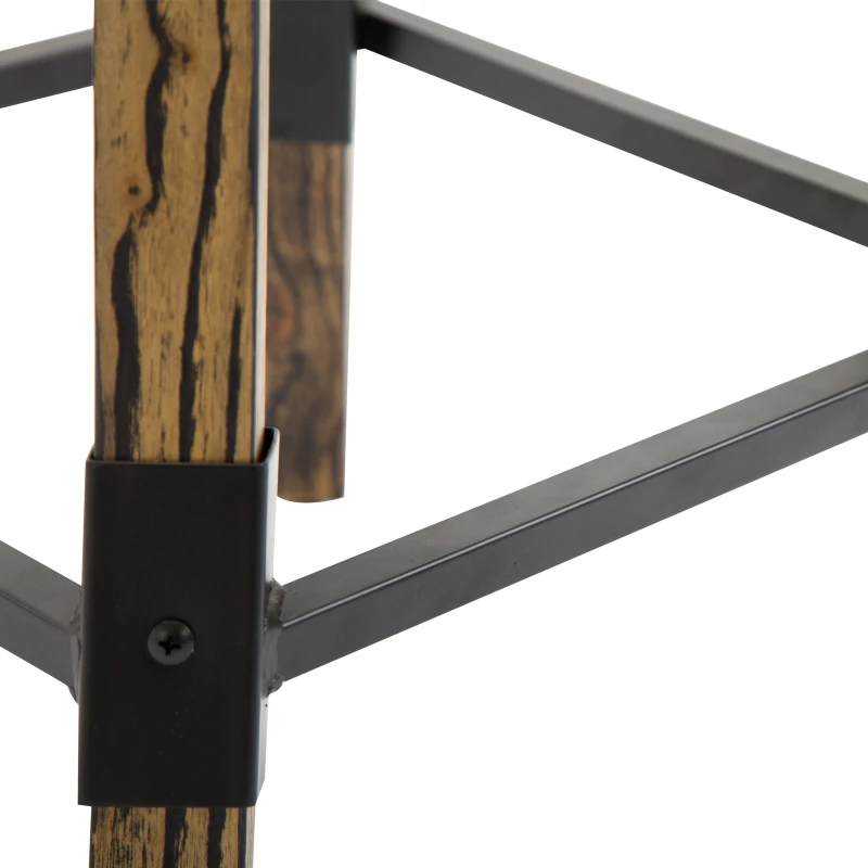 HomCom 2 Piece 24" Tall Rustic Industrial Armless Square Wood Top Bar Stool Set - Black / Woodgrain