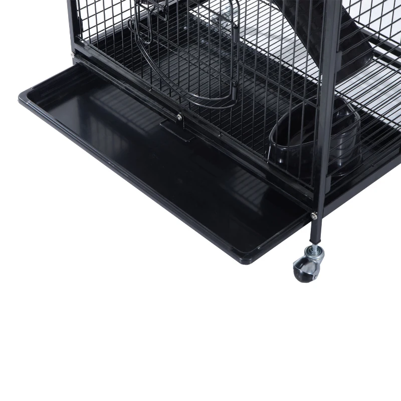 Pawhut 37” 4 Level Indoor Small Animal Cage Hutch - Black