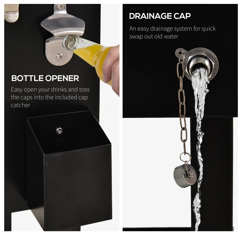 Outsunny Patio 65L Rolling Cooler Cart with Foosball Tabletop - Ice Beverage Chest for Outdoor Parties and Events