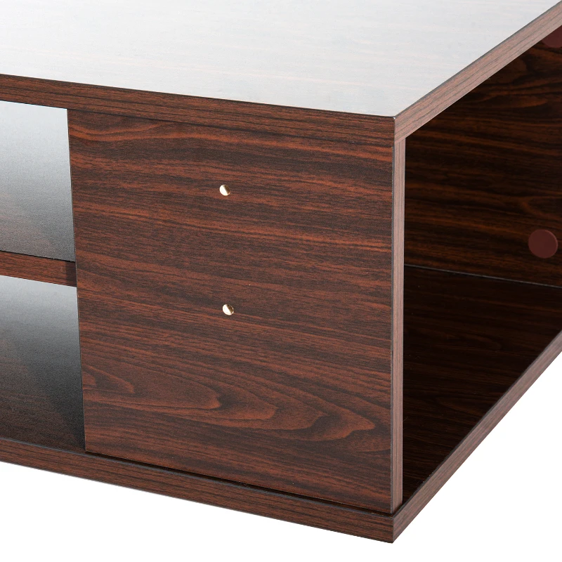 HomCom 48” Modern Wooden Floating Media Center Shelf Unit - Brown Woodgrain