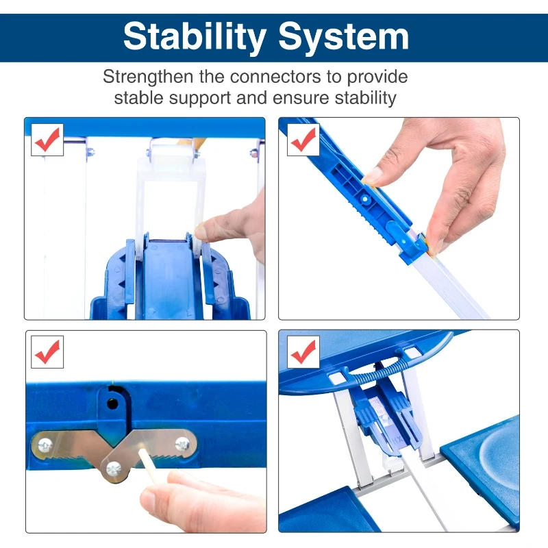 Outsunny 53" Camping Table and Chairs, Foldable with 4 seat Plastic Portable Compact Suitcase, Camping Table Set with Umbrella Hole, Blue