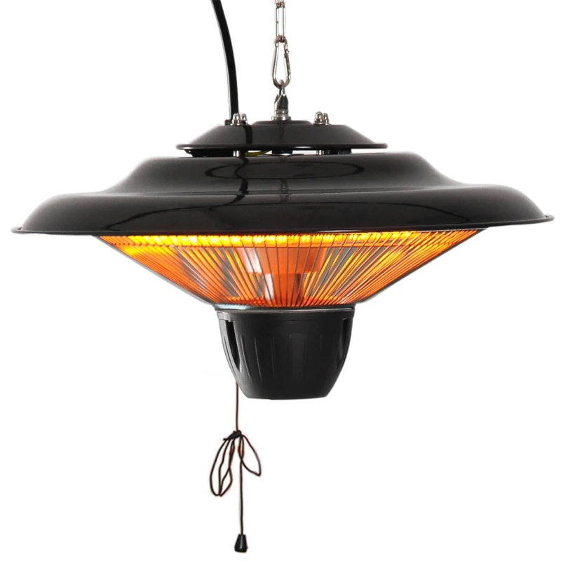 Outsunny 1500W Patio Gazebo Ceiling Mounted Patio Heater String Control with Light - Black