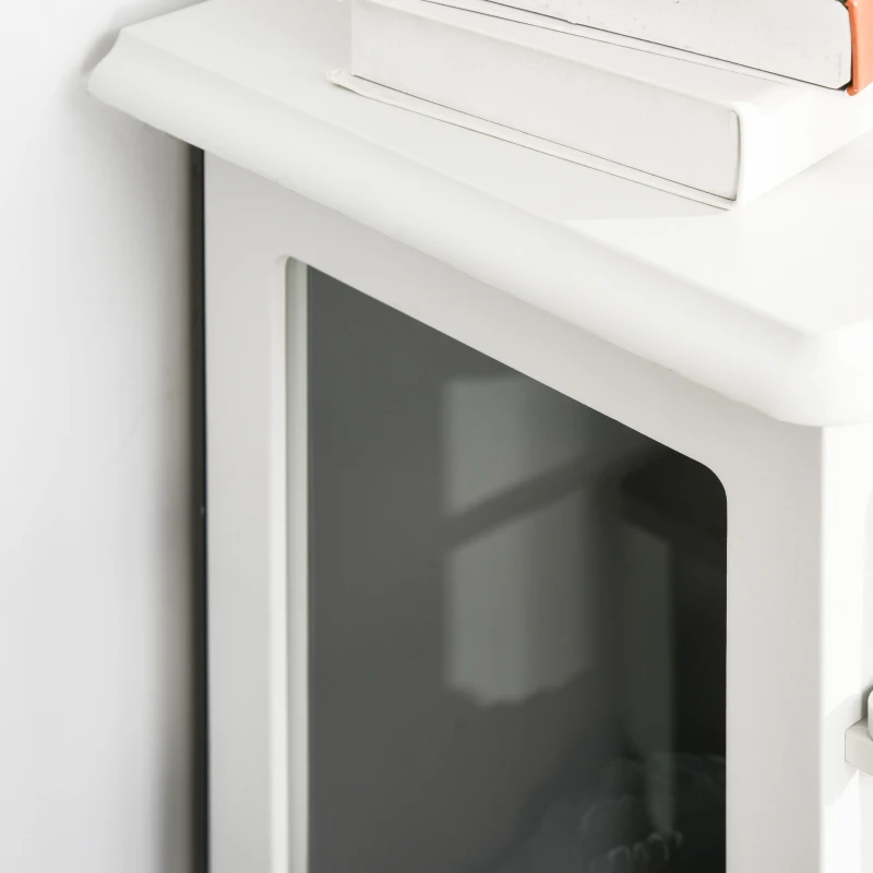 HOMCOM Electric Fireplace Heater, Fireplace Stove with Realistic LED Flames and Logs, Remote Control and Overheating Protection, 1400W, White