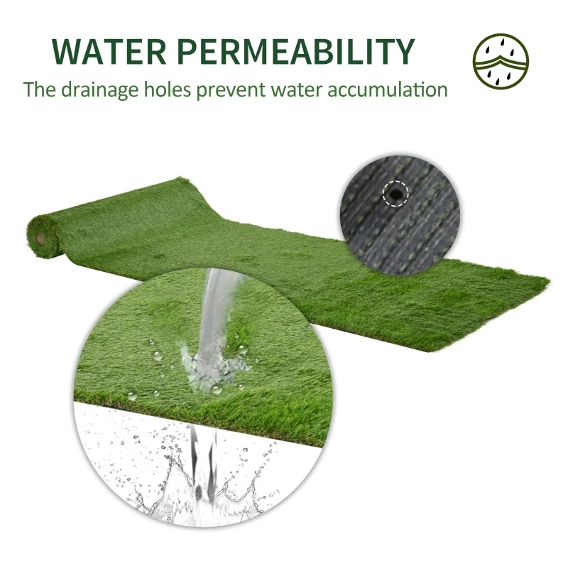 Outsunny 13' x 3.3' Synthetic Artificial Grass Turf Realistic Fake Thick Grass with UV Protection & Drain Holes, Outdoor Easy to Clean Lawn Pet Turf with High Density, 1.6'' Height