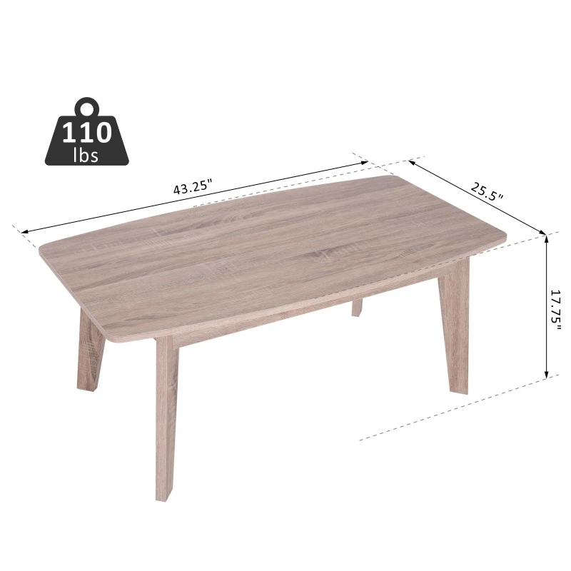 HomCom Modern Indoor Storage Rectangular Living Room Coffee Table -Wood Grain