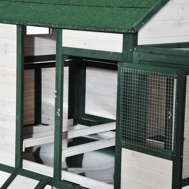 PawHut 100" Portable Wooden Chicken Coop Kit With Wheels, Run And Nesting Box 