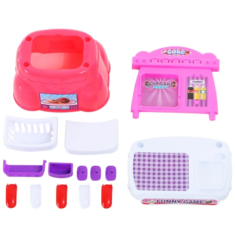 HOMCOM 20 Piece Birthday Cake Pretend Play Food Set Kids Educational Toy