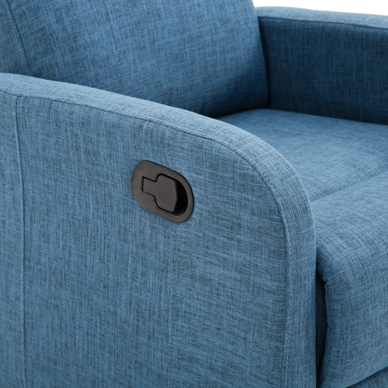 HomCom Linen Fabric Manual Recliner Lounger Chair  with Footrest - Blue