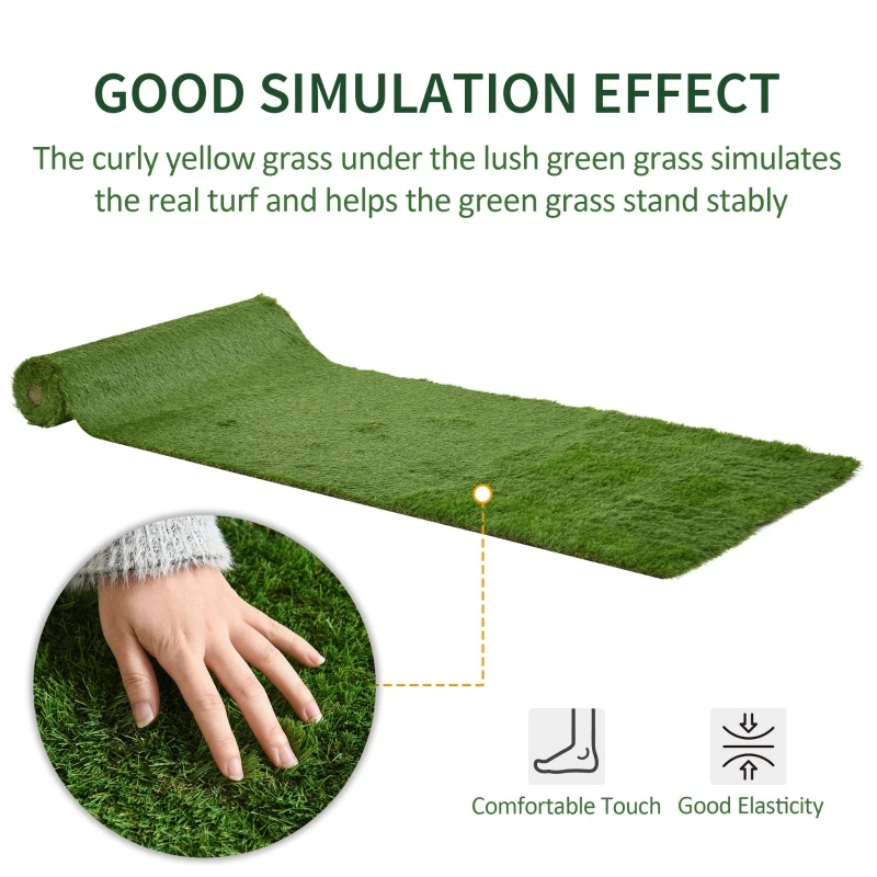 Outsunny 13' x 3.3' Synthetic Artificial Grass Turf Realistic Fake Thick Grass with UV Protection & Drain Holes, Outdoor Easy to Clean Lawn Pet Turf with High Density, 1.6'' Height