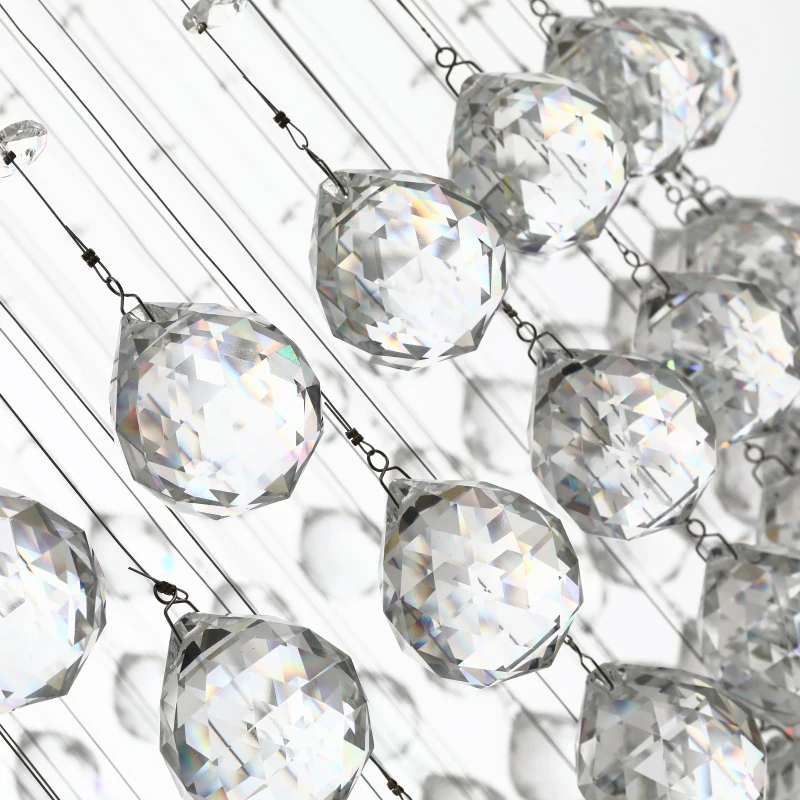 HOMCOM K9 Crystal Glass Fixture Raindrop Chandelier with Stainless Steel Board GU10 Bulb Compatible