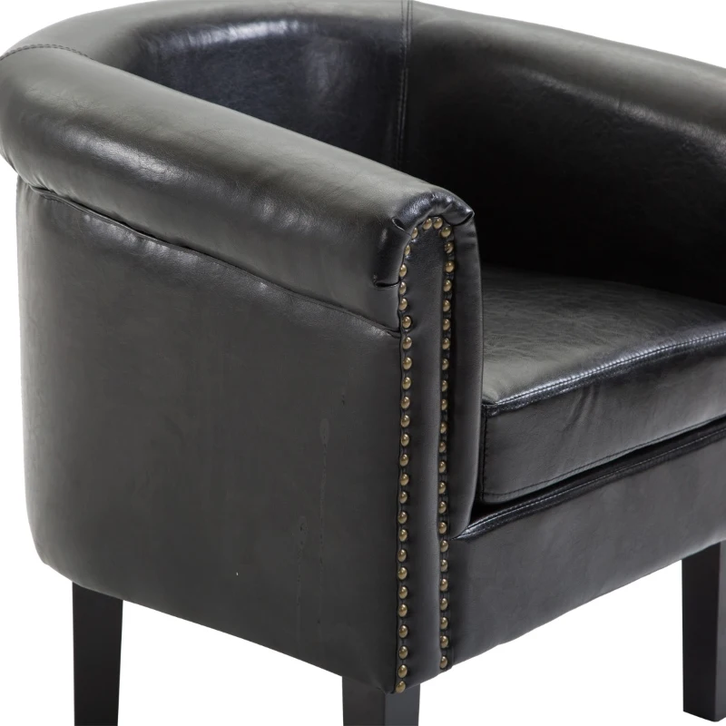 HomCom Faux Leather Traditional Club Armchair Smoking Chair - Dark Brown Black