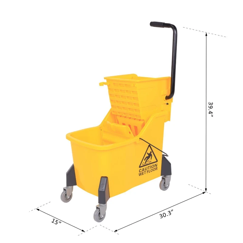 HomCom 38 Quart Commercial Janitorial Rolling Industrial Mop Bucket with Wringer