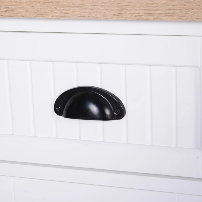 HOMCOM Fluted-Style Wooden Kitchen Island, Storage Cabinet with Drawer, Open Shelving, and Interior Shelving for Dining Room, White