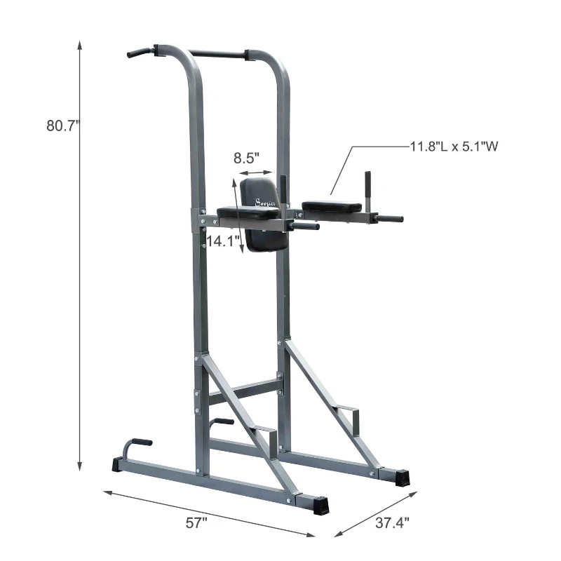 Soozier Upper Body Exercise Fitness Power Tower w/ Dip Station & Pull Up Bar