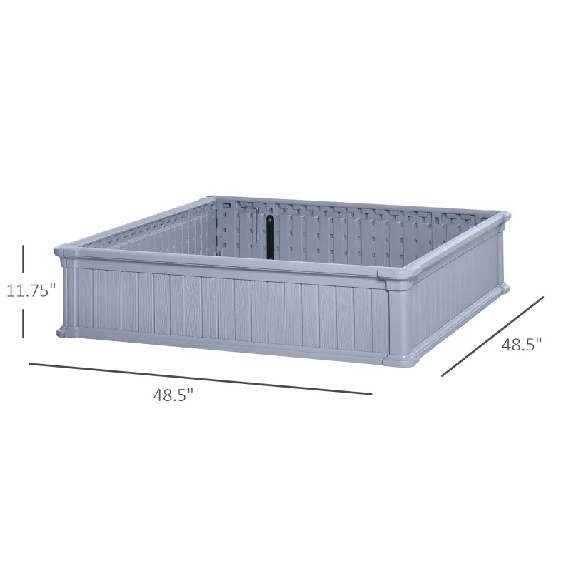 Outsunny 48" x 48" x 12" Raise Garden Bed Kit, Raised Planter Box, Above Ground Garden for Flowers, Herb, Vegetables with Easy Assembly, Gray