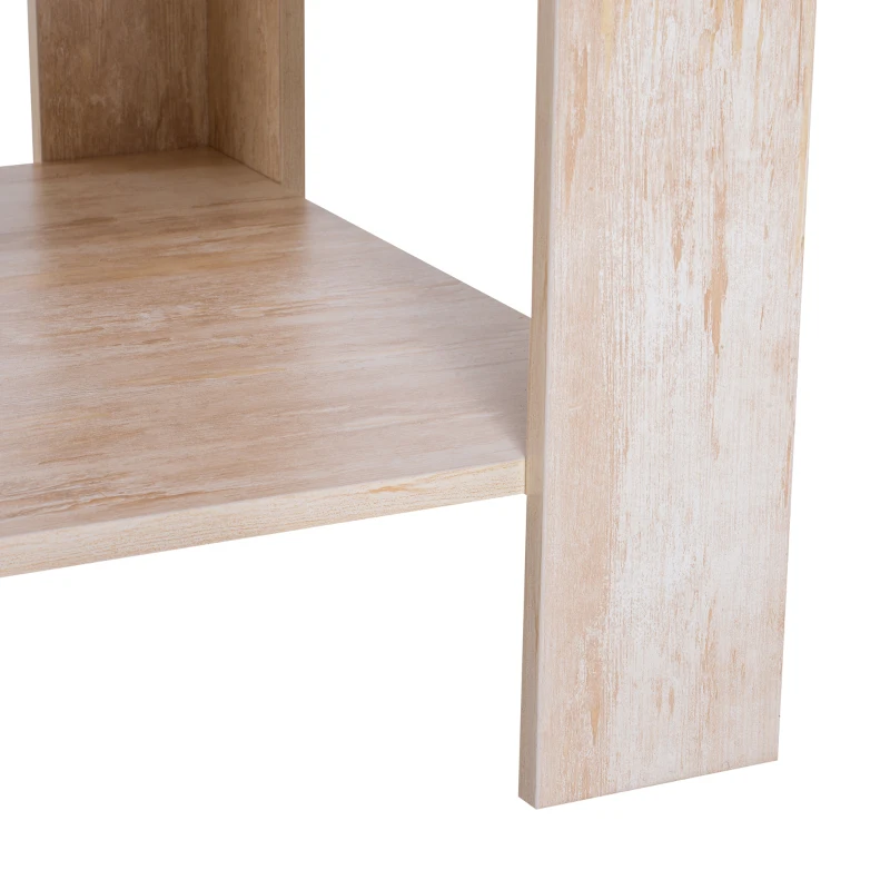 HomCom 43" Distressed Wood Rectangle Living Room Coffee Table with Lower Storage Shelf - Wood Grain