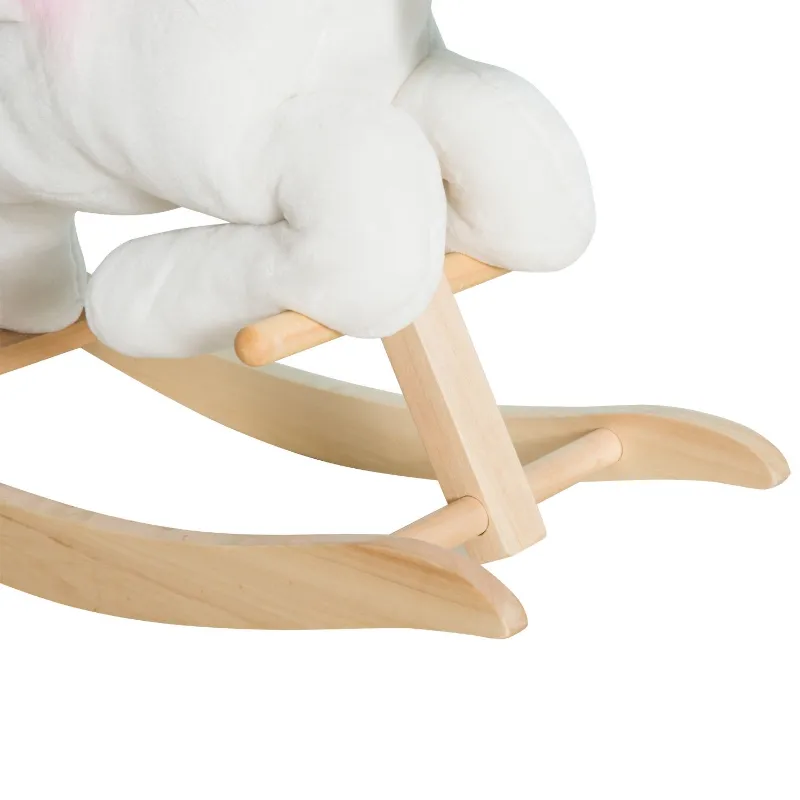 Open Box (Cosmetic Blemish) Qaba Kids Wooden Plush Ride-On Unicorn Rocking Horse Toy with Sing Along Songs