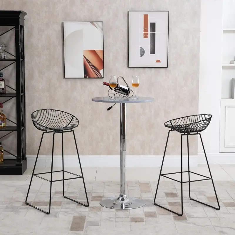 HOMCOM Modern Bar Stools Set of 2, Bar Height Barstools, 29.5" Seat Height Bar Chairs for Kitchen, Pub with Backrest and Footrest, Steel Frame, Black