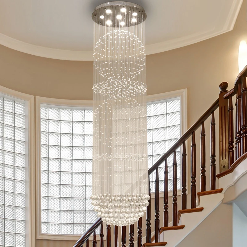 HOMCOM K9 Crystal Glass Fixture Raindrop Chandelier with Stainless Steel Board GU10 Bulb Compatible