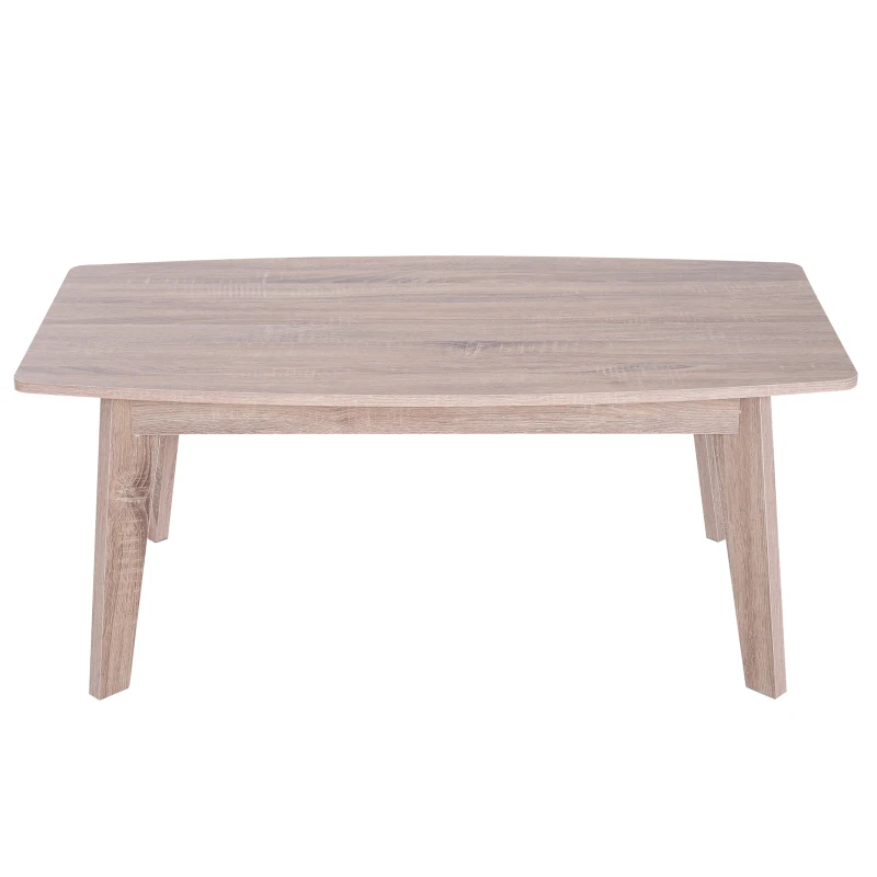 HomCom Modern Indoor Storage Rectangular Living Room Coffee Table -Wood Grain