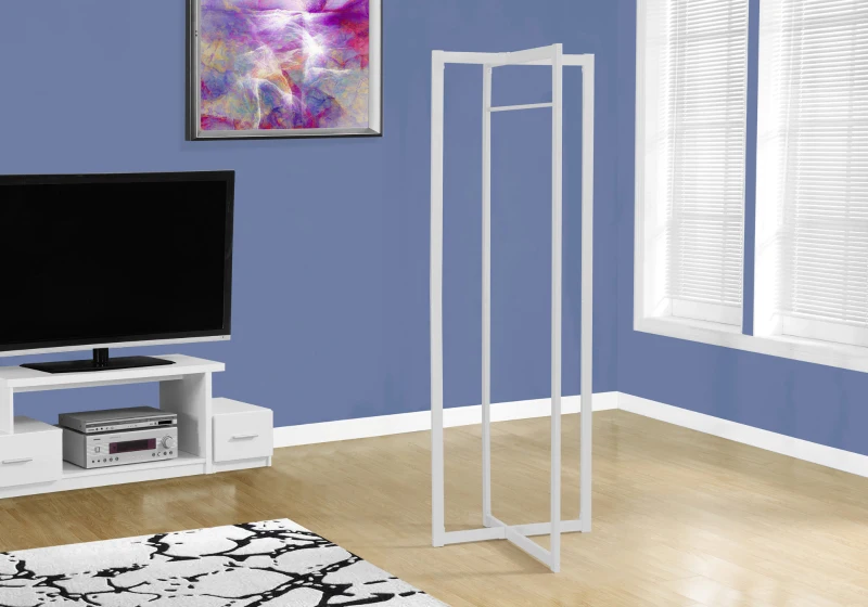 Monarch 72" Contemporary Modern Metal Framed Free Standing Coat Rack - White Finish