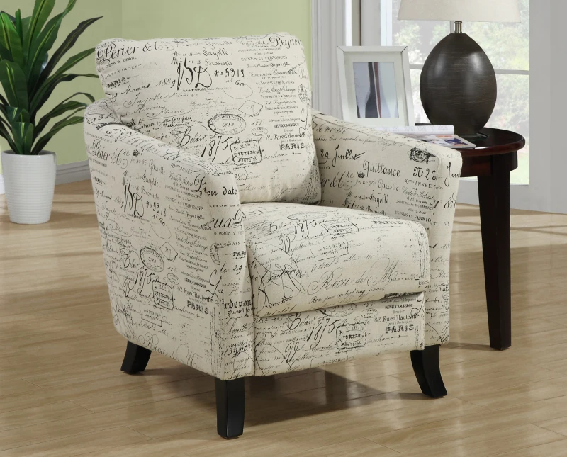 Monarch Elegant Plush Upholstered Linen Accent Club Chair - Vintage French Fabric