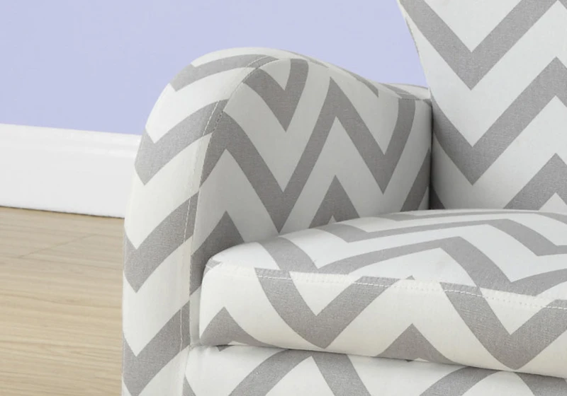 Monarch Kids' Padded Upholstered  Accent Arm Chair - Grey Chevron Pattern