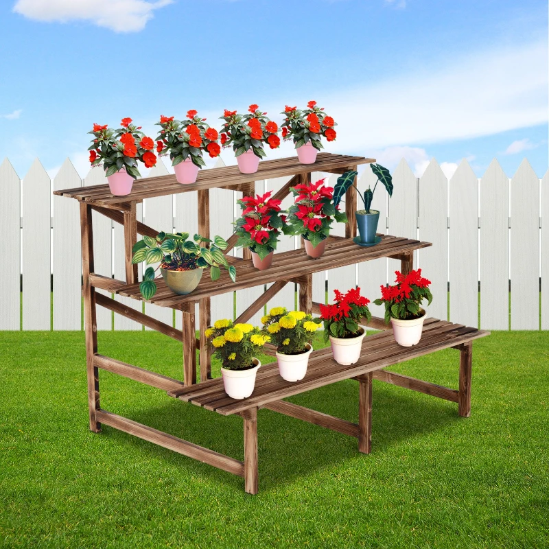 Outsunny 47" Wooden 3-Tier Step Style Plant Stand