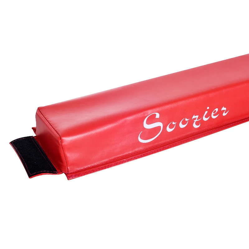 Soozier 8' Folding Stable PU Leather Gymnastics Floor Balance Beam - Red