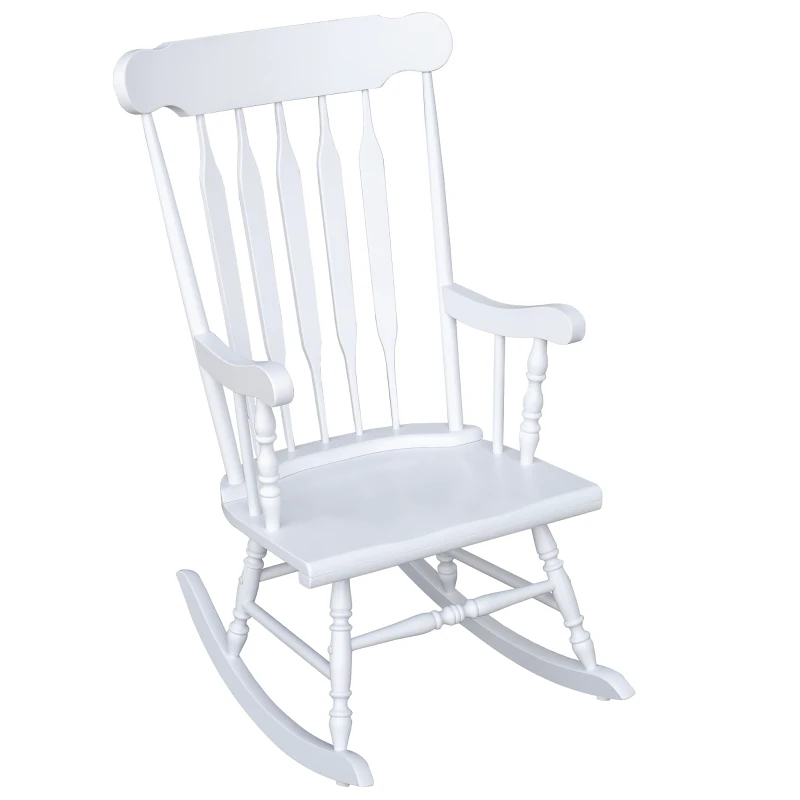 HomCom Wooden Baby Nursery Rocking Chair - White