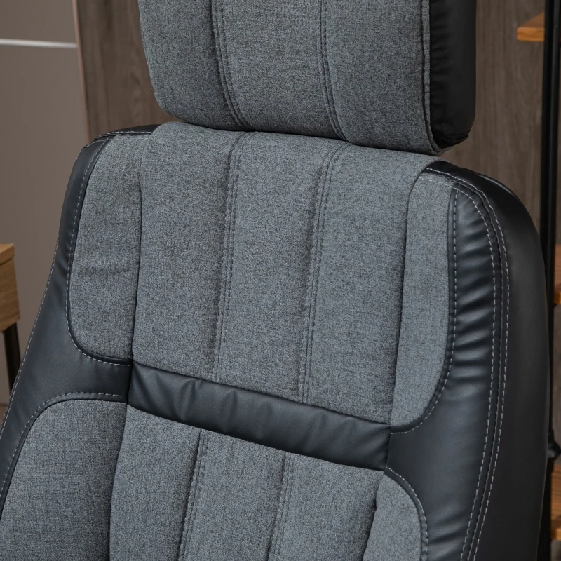 Vinsetto High-Back Home Office Chair 400lbs with Wide Seat, Linen PU High-Back Home Chair, Computer Desk Chair with Adjustable Height, Swivel Wheel, Black/Grey