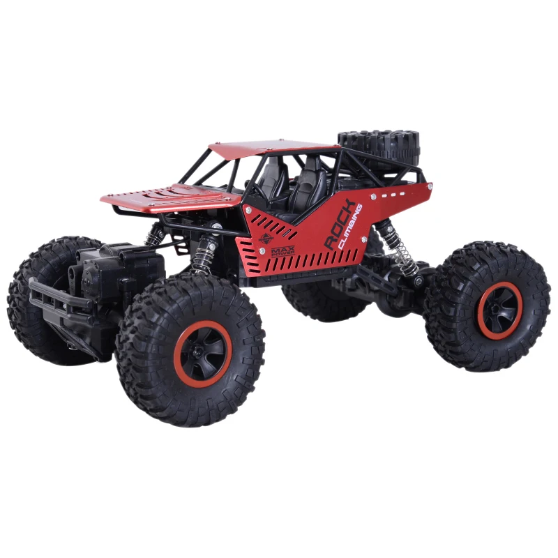 Aosom 1:16 Scale 2.4Ghz 4WD RC Rock Crawler Off-Road Electric Monster Truck - Red