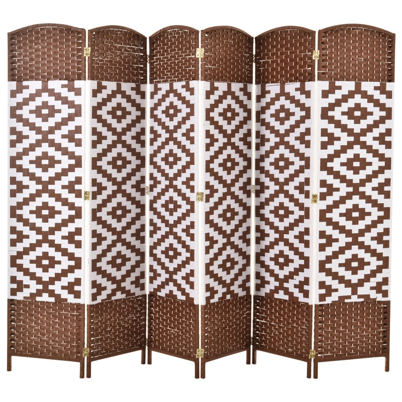 HOMCOM 6-Panel Elegant Home Partition w/ Artistic Wood Pattern & Guaranteed Privacy