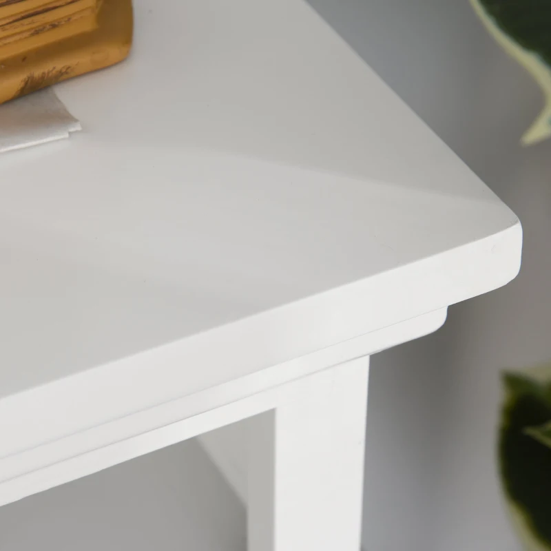 HOMCOM Electric Fireplace with Shelf, Storage Rack, Side Console Table, LED Log Flame, Auto Cut-Off, Remote Control, White