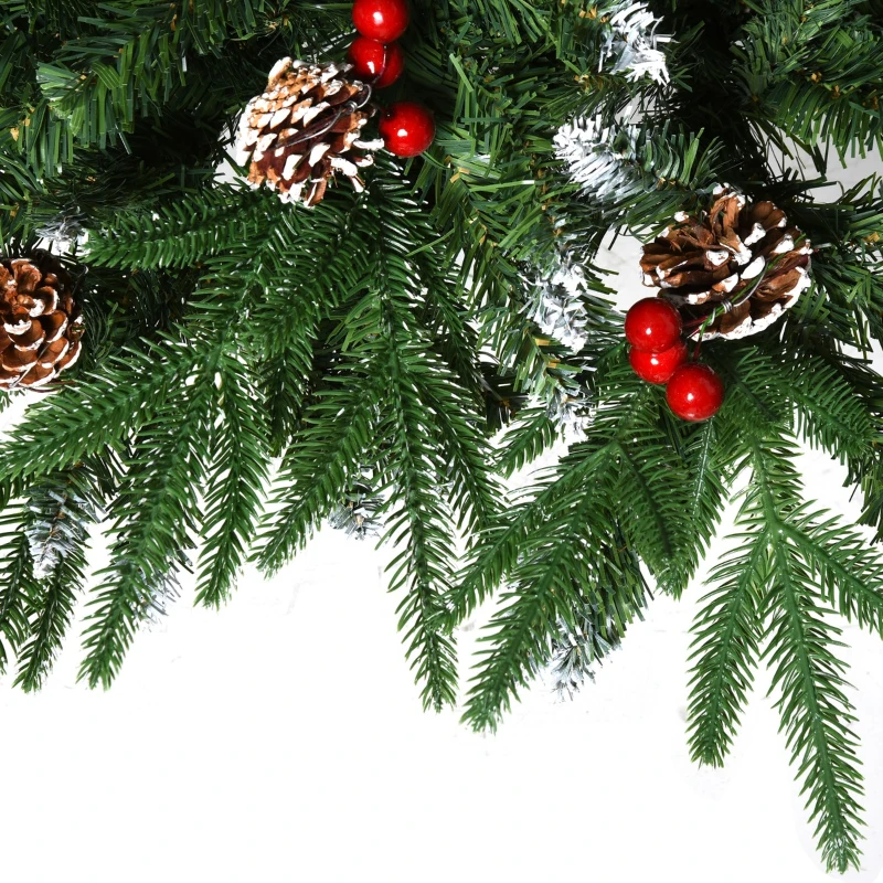 HOMCOM 7ft Artificial Pine Tree Holiday Home Christmas Decoration with Removable Branches, Pinecone - Red Berries