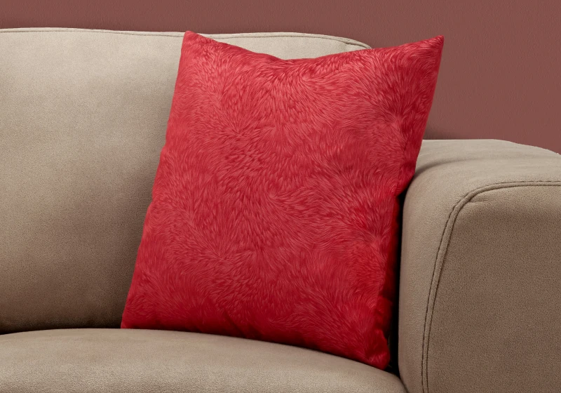Monarch 18" x 18" Feathered Velvet Throw Pillow (1 pc) - Red