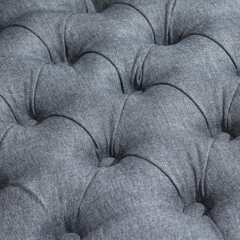 HOMCOM Retro High Back Armless Royal Accent Chair Fabric Upholstered Tufted Seat for Living Room, Grey