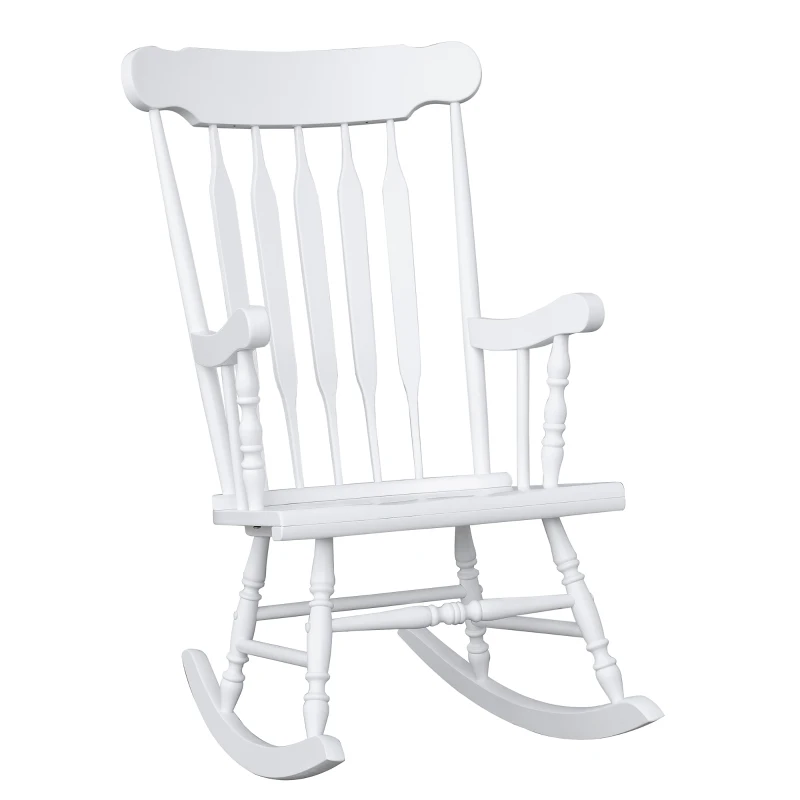 HomCom Wooden Baby Nursery Rocking Chair - White