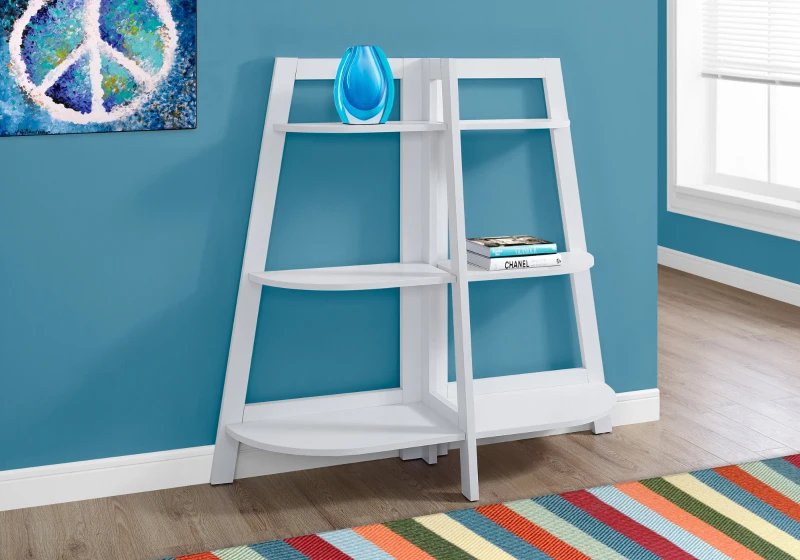 Monarch 48" Wood Grain-Look 3-Tier Accent Display Bookcase - White Finish
