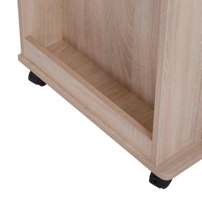 HOMCOM Wood Rolling Kitchen Microwave Oven Cart with Wheels and Storage - Oak