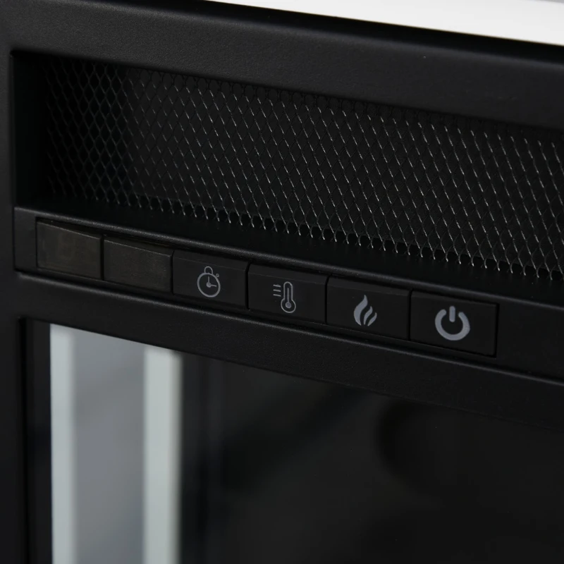 HOMCOM Electric Fireplace with Shelf, Storage Rack, Side Console Table, LED Log Flame, Auto Cut-Off, Remote Control, White