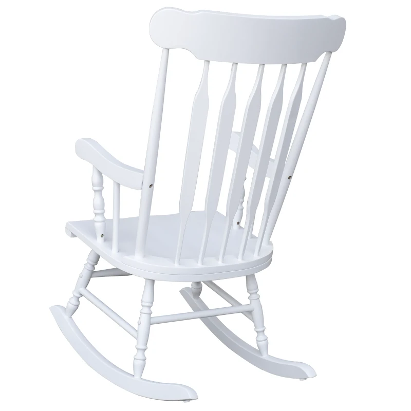 HomCom Wooden Baby Nursery Rocking Chair - White