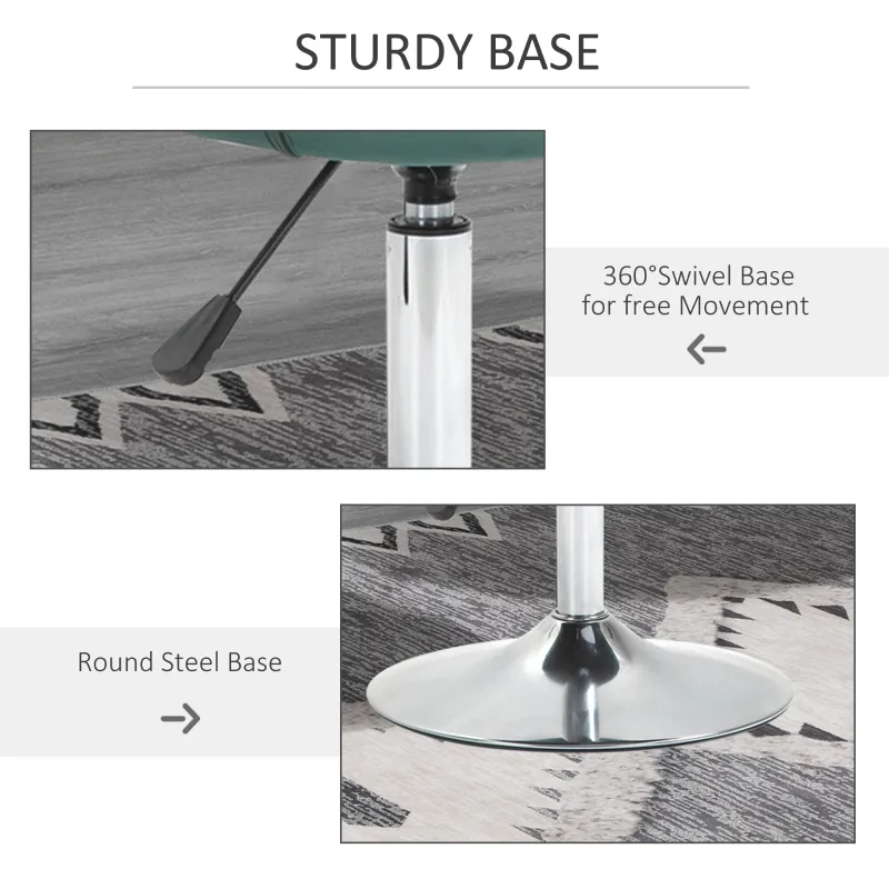 HOMCOM Modern Makeup Vanity Chair Round Tufted Swivel Accent Chair with Chrome Frame Height Adjustable for Living Room, Bedroom Green