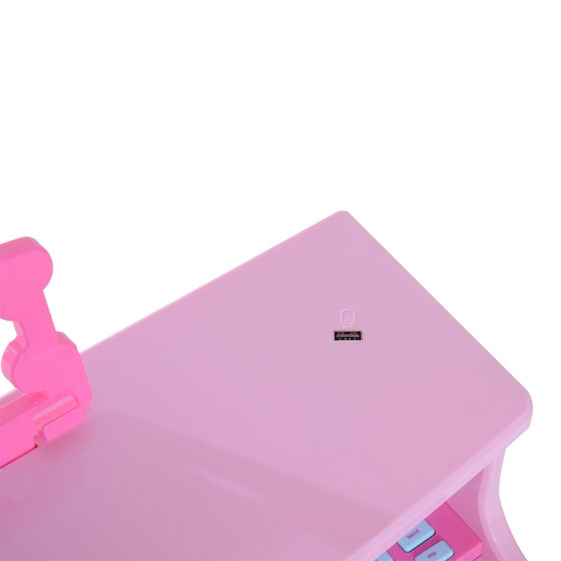 Qaba 37-Key Kids Princess Electronic Piano Toddler Toy Keyboard with Stool, MP3, Record, Light and Microphone for 3 years+, Pink