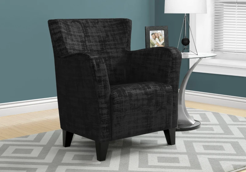 Monarch Europa Brushed Velvet Wing Back Accent Chair - Black